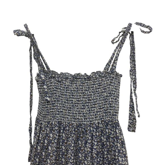 O.P.T. Cara Smocked Tiered Midi Dress Blue White Floral Small Cottagecore Boho - Picture 5 of 13